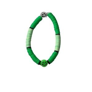 Green Y2K smiley face bracelet
